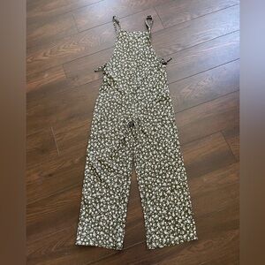 Zara girls green and white floral jumpsuit